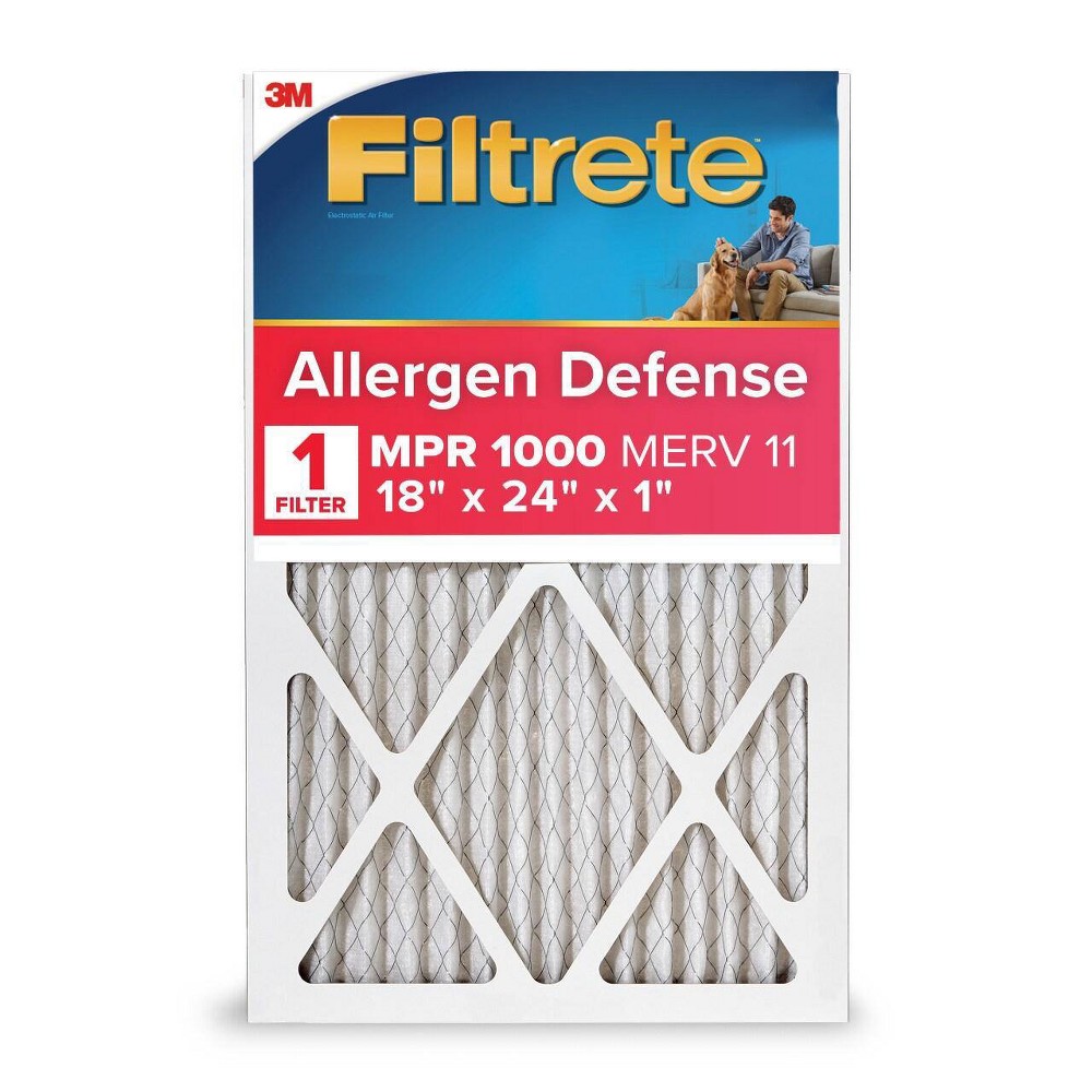 filtrete 18x24x1 allergen defense air filter 1000 mpr: merv 11 electrostatic furnace filter, captures dust & pollen