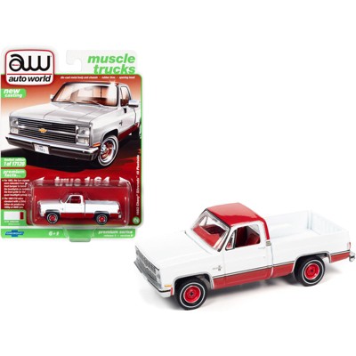 1983 Chevrolet Silverado 10 Fleetside Pickup Truck White & Red Muscle Trucks Ltd Ed 17120 pcs 1/64 Diecast Model Car Autoworld