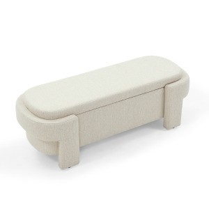 TiramisuBest Grey Storage Ottoman Bench 55.12 in, Chenille Tufted Bed Bench with Hidden Storage - 1 of 4