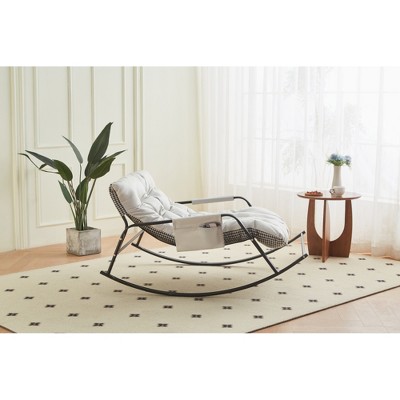 Runesay Modern Rocking Chair with Extra-Wide Technical Leather Upholstered Gliding Chair