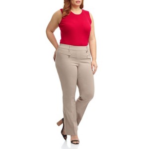 Rekucci Curvy Woman Ease into Comfort Bootcut Pants with Zipper Pockets – Pull-On Dress Work Pants - 1 of 3