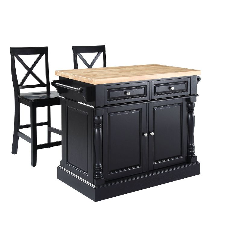 Oxford Kitchen Island with 2 X-Back Stools Black - Crosley, 5 of 9