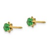 Black Bow Jewelry Kids 4mm Synthetic Emerald Screw Back Stud Earrings in 14k Yellow Gold - 2 of 4