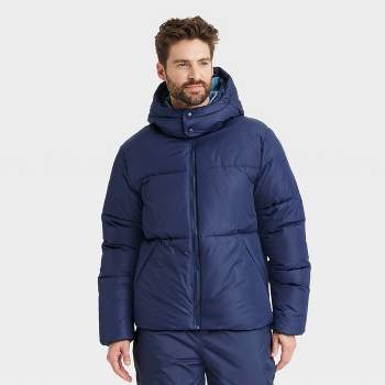 NWT - All In Motion, Men's Packable Down Puffer Jacket, Blue, Medium