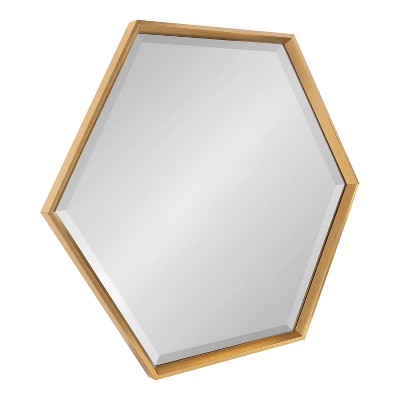 30" x 35" Calder Hexagon Wall Mirror Gold - Kate & Laurel All Things Decor