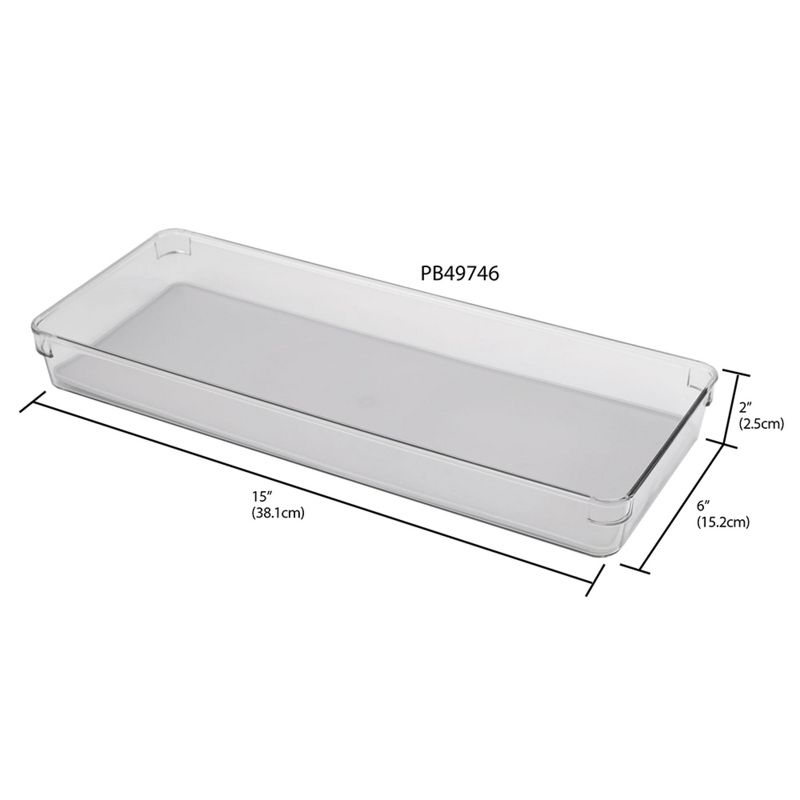 Home Basics 6" x 15" x 2" Plastic Drawer Organizer with Rubber Liner, 4 of 5