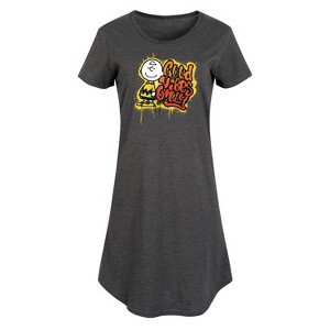 Women's Peanuts Good Vibes Only Graphic T-shirt Dress - Heather Charcoal - 3X - 1 of 4