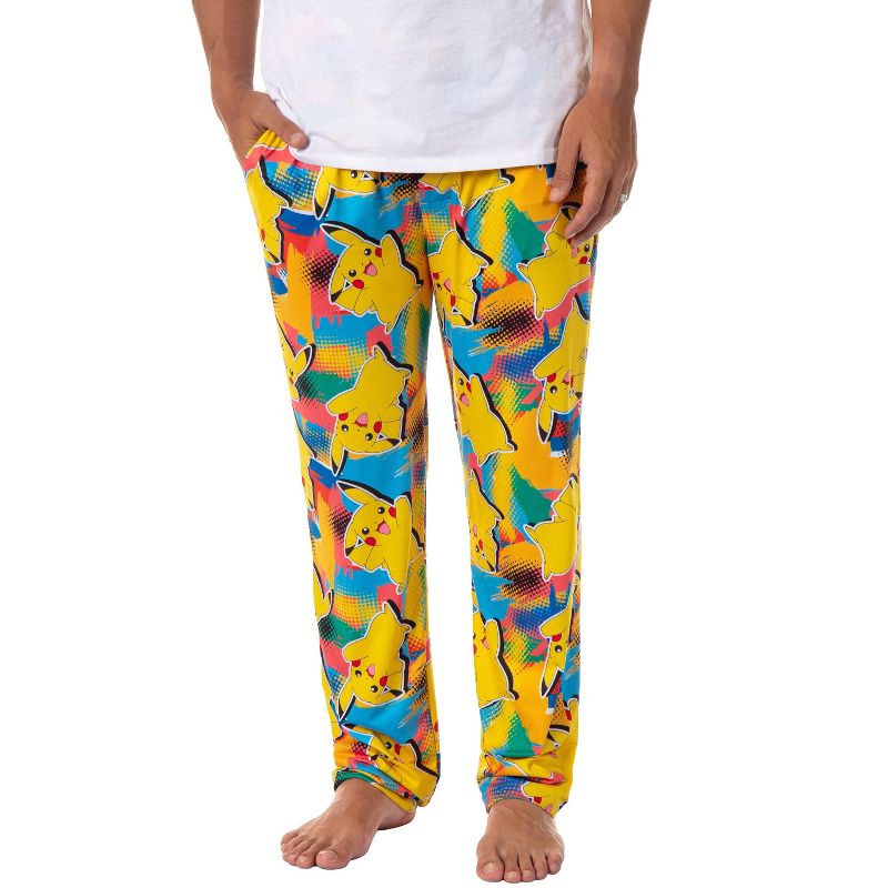 Pokemon Men's Pikachu Pajama Pants Allover Multicolor Lounge Sleep Bottoms, 1 of 7