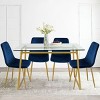 Mona+Bingo 5 Piece Gold Rectangular Clear Tempered Transparent Glass Table with 4 Upholstered Side Chairs-Maison Boucle - 2 of 4