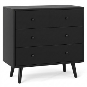 4-Drawer Dresser for Bedroom Wide Wood Storage Chest, Black, 31.5 Inch : Target