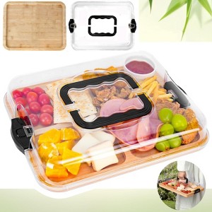 Charcuterie Board with Clear Lid, Travel Portable Cheese Board Charcuterie Boxes Cutting Boards for Kitchen, House Warming Gifts New Home - 1 of 4