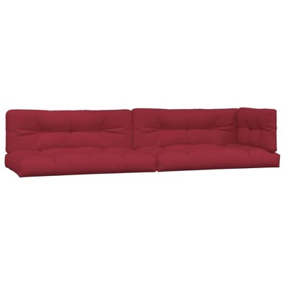 vidaXL 5pcs Outdoor Pallet Cushions -  Red Fabric, Hollow Fiber Filled, Weather Resistant, Comfortable and Durable