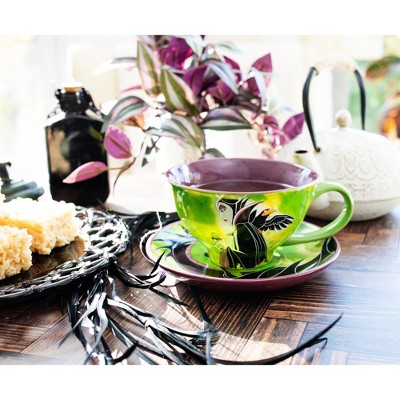 Disney Villains Maleficent Green and Purple Ceramic Teacup and Saucer Set