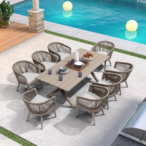 PURPLE LEAF Patio Dining Set All-Weather Wicker Aluminium Outdoor Table and Chairs Set for Backyard Decor Kitchen Modern Furniture Set - 1 of 4