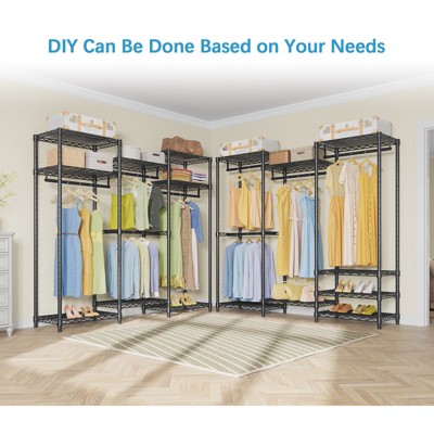 Medium Black Wire Freestanding Closet Organizer with Shelves
