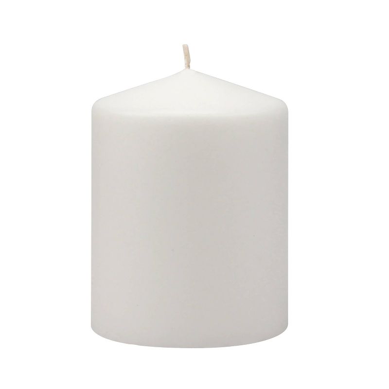 Stonebriar 3pk Tall 3&#39;&#39; x 4&#39;&#39; 35 Hour Long Burning Unscented White Wax Pillar Candle, 1 of 8