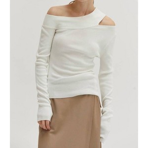 Women's Ingrid One Shoulder Rib Top - CRESCENT - 1 of 4