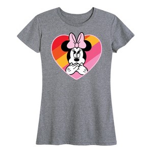 Women's - Disney - Oops Minnie Rainbow Heart Short Sleeve Graphic T-Shirt - 1 of 4