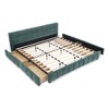 PAGED King Size Bed Upholstered Bed Frame with Drawer and Chenille Fabric Headboard, Easy Assembly, Noise Free - 4 of 4