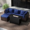 Costway 5 PCS Patio Furniture Set Heavy-duty Frame Rattan Sofa Set with 60,000 BTU Firepit Table White/Black/Red/Gray/Turquoise/Navy - 4 of 4
