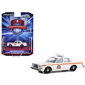 1983 Dodge Diplomat "NYC EMS" White with Orange "First Responders - Hobby Exclusive" Series 1/64 Diecast Model Car by Greenlight - 1 of 3