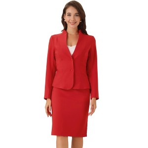 INSPIRE CHIC Women's Collarless Blazer and Formal Pencil Skirt Business Suit Set 2 Pcs - 1 of 4