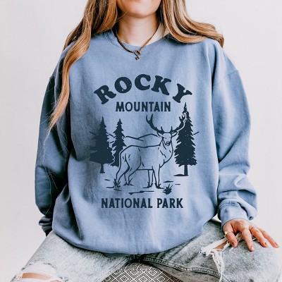 Simply Sage Market Women's Lightweight Garment Dyed Graphic Sweatshirt Rocky Mountain National Park