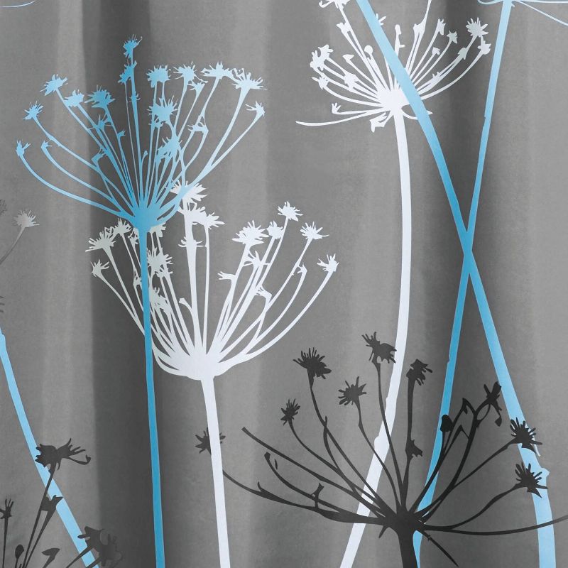 iDESIGN 72&#34;x72&#34; Thistle Floral Fabric Bathroom Shower Curtain Gray/Blue, 2 of 6