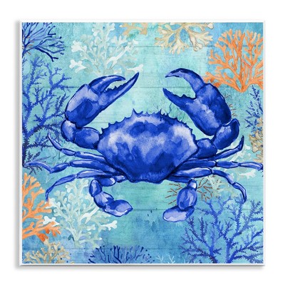 Stupell Industries Blue Crab with Coral Wall Plaque Art