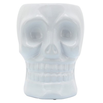 Sagebrook Home Ceramic Skull Vase - Contemporary Decorative Skull Vase for Succulents or Small Plants - Indoor or Outdoor Skull Vase