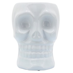 Sagebrook Home Ceramic Skull Vase - Contemporary Decorative Skull Vase for Succulents or Small Plants - Indoor or Outdoor Skull Vase - 1 of 4