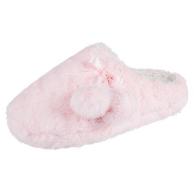 Jessica Simpson Girls Plush Hearts and Pom Pom Clog Slippers w/ Memory Foam