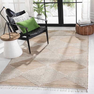 Natural Beige Wool Handmade Flat Woven 3'x5' Area Rug
