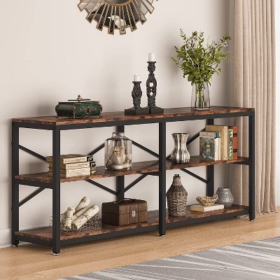 Hommoo 3-Tier Console Table 70.9" Long Sofa Table with Storage Shelves