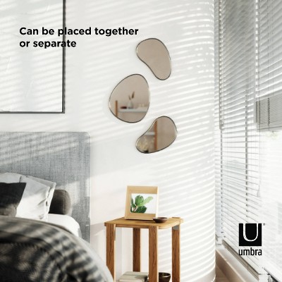 Set of 3 Organic-Shaped Metallic Frame Mirrors