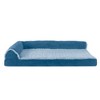 FurHaven Two-Tone Faux Fur & Suede Deluxe Chaise Lounge Cooling Gel Top Foam Sofa Dog Bed - 2 of 3