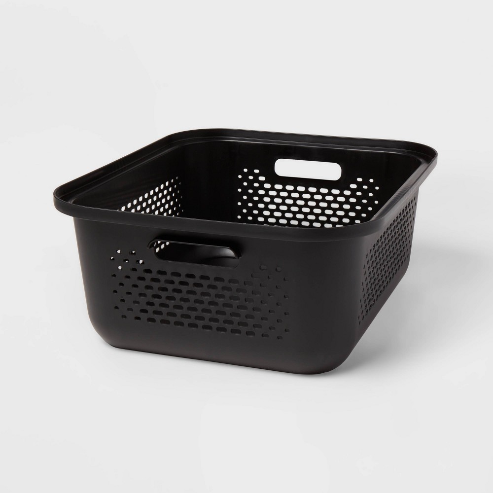 5 pieces Small Decorative Plastic Bin with Cutout Handles Charcoal - Brightroom™: Storage, 13.9L, 13" Cube Compatible