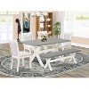 HomeStock 6-Piece Rectangle Wire Brushed Linen White Finish Solid Wood Top Dining Table with 1-Bench, 4-Chairs - 2 of 4
