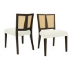 Rattan Armless Dining Chair Set of 2,Upholstered Dining Chair with Rattan Back,Mid Century Rubberwood Dining Chair for Kitchen-Koiai - 2 of 4