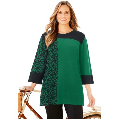 Catherines Jacquard Colorblock Pullover