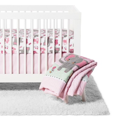 pink elephant crib set