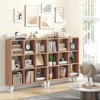 Tangkula 9-Cube Open Bookcase 3-Tier Floor Standing Bookshelf with 4 Slanted Legs 6 Removable Shelves Brown/White - 3 of 4