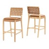 Set of 4 Wooden Counter Height Barstools,PU Upholstered Barstools with Rubberwood Frame and Rivet Cross Back for Kitchen Island-Baofuwish - 2 of 4