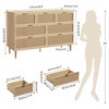 Rattan 7 Drawer Dressers for Bedroom, Tall Dresser with Deep Drawers, Large Chest of Drawers for Closet with Wide Top, Long Wooden Dresser - 4 of 4