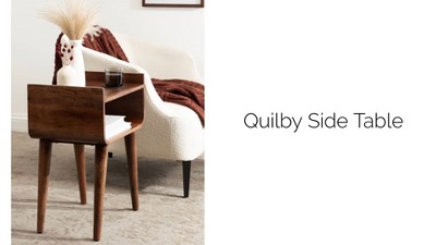 Walnut Brown Solid Mango Wood Mid-Century Side Table