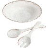 Gibson Laurie Gates Mauna 3 Piece Melamine Serving Bowl Set in White with Serving Utensils - 2 of 4