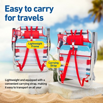Banana Boat 2-Pack Red Multi 5-Position Folding Beach Chairs