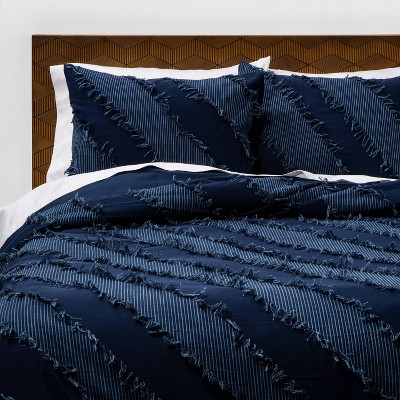 Twin/Twin Extra Long Diagonal Textured Comforter & Sham Set Indigo - Opalhouse™