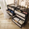 47.2" Wide 6-Drawer Black Double Dresser with Rattan Fronts, Wooden Chest of Drawers with Golden Handles, Versatile Buffet Sideboard & Storage Cabinet - 2 of 4