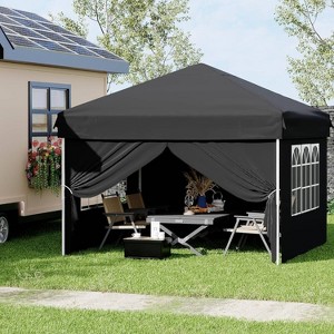 GustoWave Portable Outdoor 10x10 Pop Up Canopy Tent with 4 Waterproof Sidewalls for Camping - 1 of 4